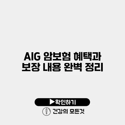 AIG 암보험 혜택과 보장 내용 완벽 정리
