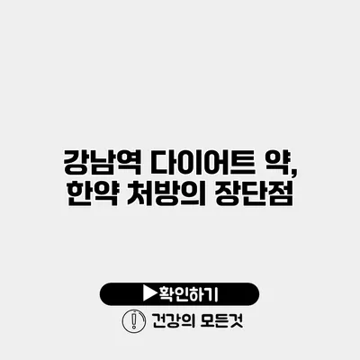 강남역 다이어트 약, 한약 처방의 장단점