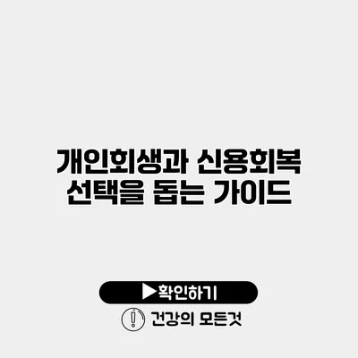 개인회생과 신용회복 선택을 돕는 가이드
