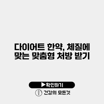 다이어트 한약, 체질에 맞는 맞춤형 처방 받기