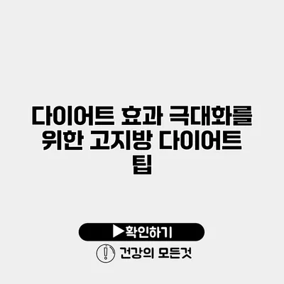 다이어트 효과 극대화를 위한 고지방 다이어트 팁