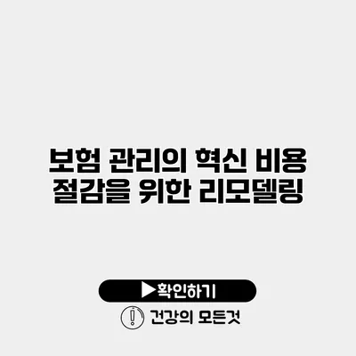 보험 관리의 혁신 비용 절감을 위한 리모델링