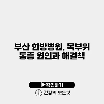 부산 한방병원, 목부위 통증 원인과 해결책