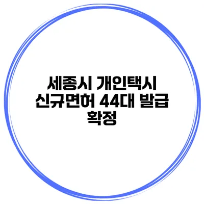 세종시 개인택시 신규면허 44대 발급 확정