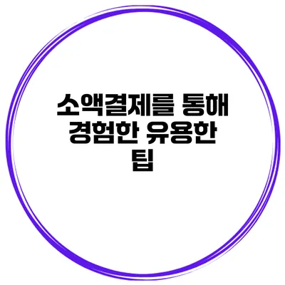 소액결제를 통해 경험한 유용한 팁