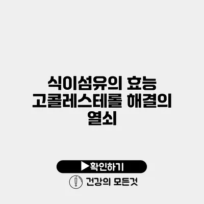 식이섬유의 효능 고콜레스테롤 해결의 열쇠