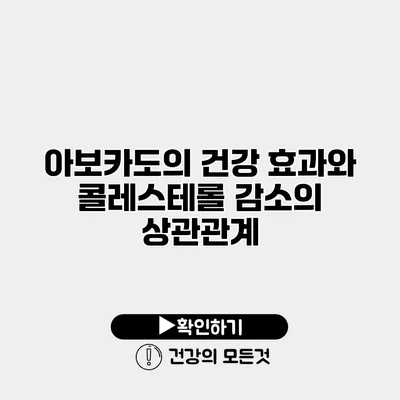 아보카도의 건강 효과와 콜레스테롤 감소의 상관관계