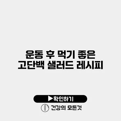 운동 후 먹기 좋은 고단백 샐러드 레시피