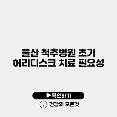 울산 척추병원 초기 허리디스크 치료 필요성