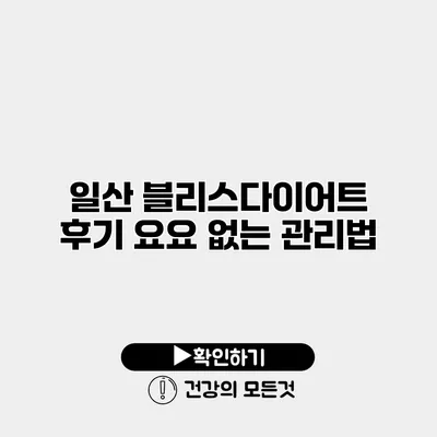 일산 블리스다이어트 후기 요요 없는 관리법