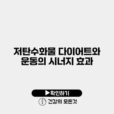 저탄수화물 다이어트와 운동의 시너지 효과