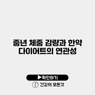 중년 체중 감량과 한약 다이어트의 연관성