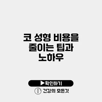 코 성형 비용을 줄이는 팁과 노하우