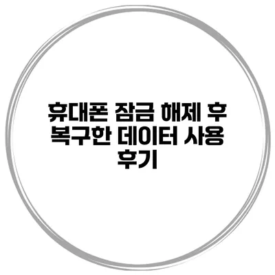 휴대폰 잠금 해제 후 복구한 데이터 사용 후기