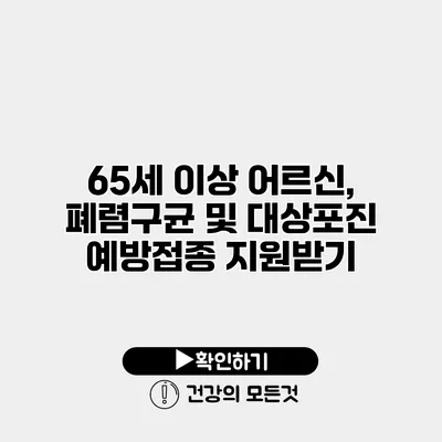65세 이상 어르신, 폐렴구균 및 대상포진 예방접종 지원받기