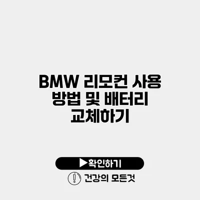 BMW 리모컨 사용 방법 및 배터리 교체하기
