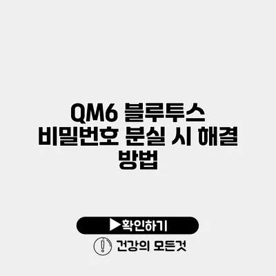 QM6 블루투스 비밀번호 분실 시 해결 방법