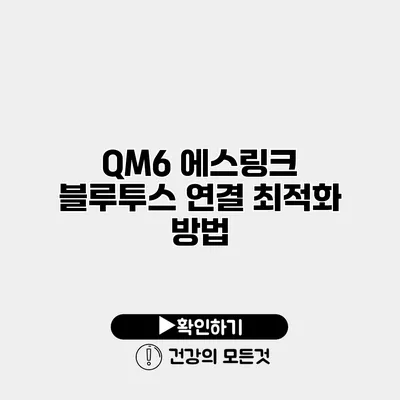QM6 에스링크 블루투스 연결 최적화 방법