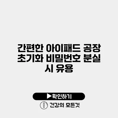 간편한 아이패드 공장 초기화 비밀번호 분실 시 유용