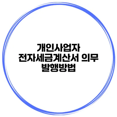 개인사업자 전자세금계산서 의무 발행방법