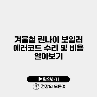 겨울철 린나이 보일러 에러코드 수리 및 비용 알아보기