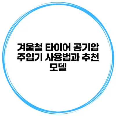 겨울철 타이어 공기압 주입기 사용법과 추천 모델