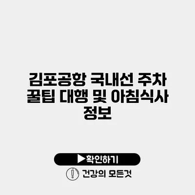 김포공항 국내선 주차 꿀팁 대행 및 아침식사 정보