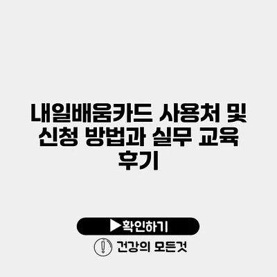 내일배움카드 사용처 및 신청 방법과 실무 교육 후기