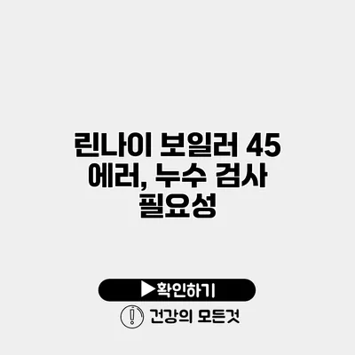 린나이 보일러 45 에러, 누수 검사 필요성