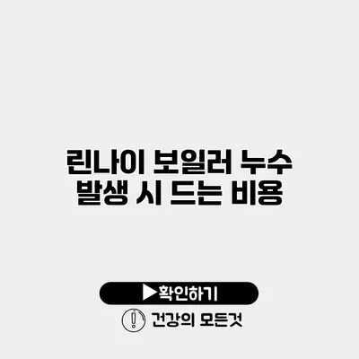 린나이 보일러 누수 발생 시 드는 비용
