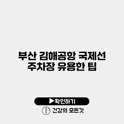 부산 김해공항 국제선 주차장 유용한 팁
