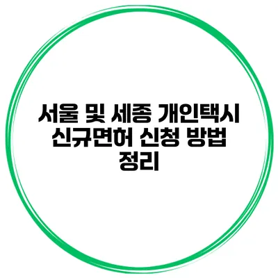 서울 및 세종 개인택시 신규면허 신청 방법 정리
