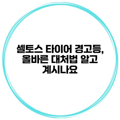 셀토스 타이어 경고등, 올바른 대처법 알고 계시나요?