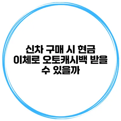 신차 구매 시 현금 이체로 오토캐시백 받을 수 있을까?