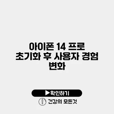 아이폰 14 프로 초기화 후 사용자 경험 변화