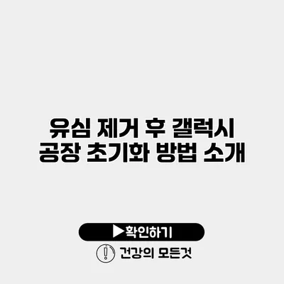유심 제거 후 갤럭시 공장 초기화 방법 소개