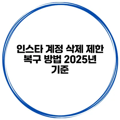 인스타 계정 삭제 제한 복구 방법 2025년 기준