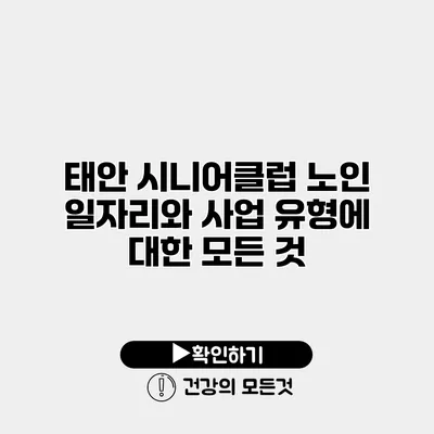 태안 시니어클럽 노인 일자리와 사업 유형에 대한 모든 것