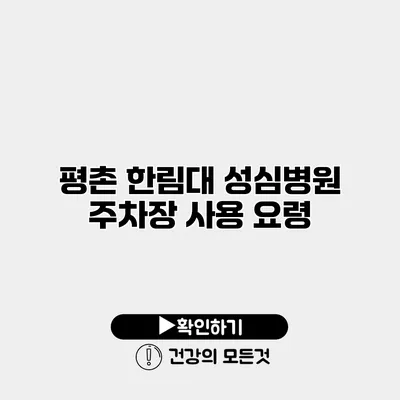 평촌 한림대 성심병원 주차장 사용 요령